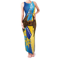 Personalised Bosnia and Herzegovina Independence Day Family Matching Tank Maxi Dress and Hawaiian Shirt Lilium Bosniacum With Eagle Curve Style - Wonder Print Shop