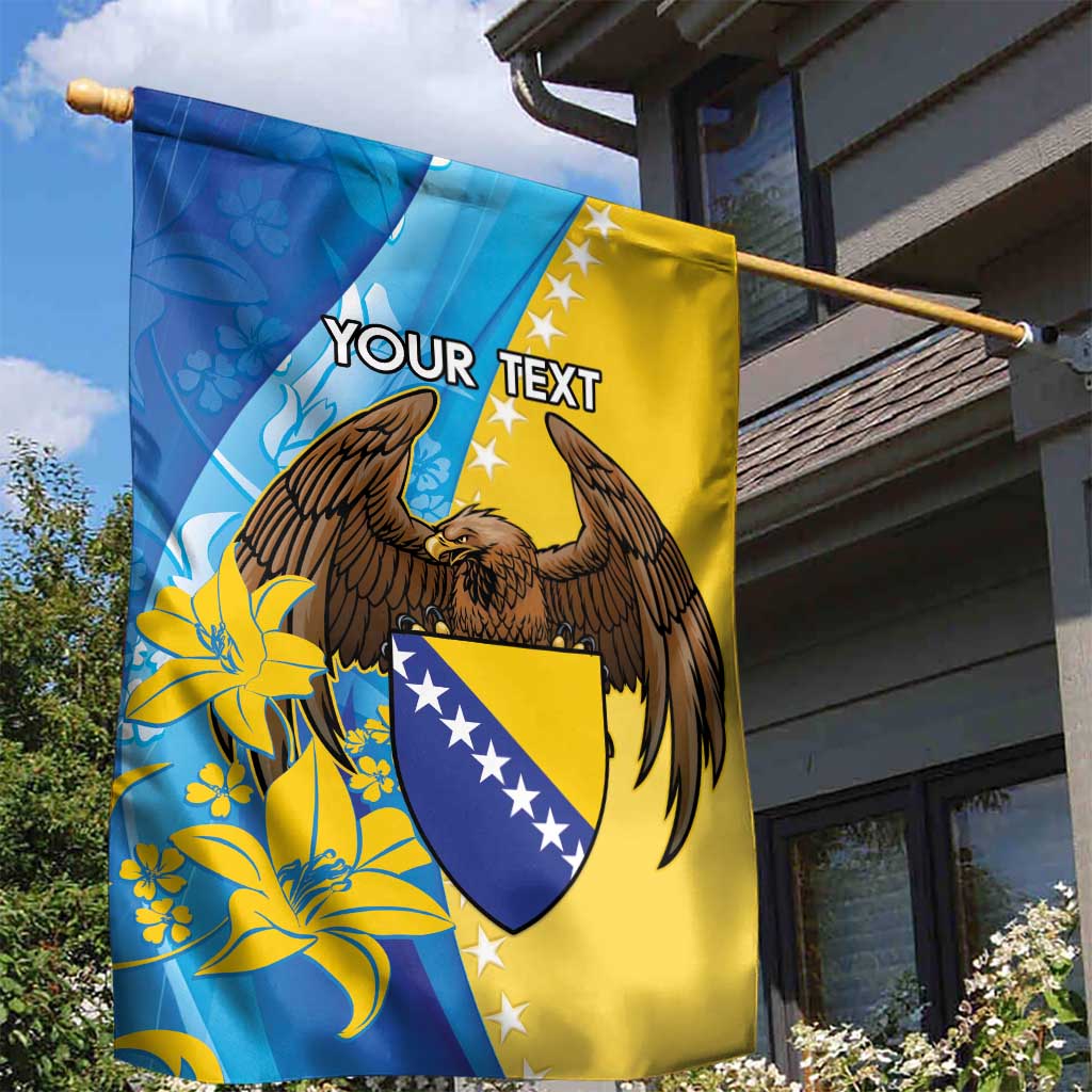 Personalised Bosnia and Herzegovina Independence Day Garden Flag Lilium Bosniacum With Eagle Curve Style - Wonder Print Shop