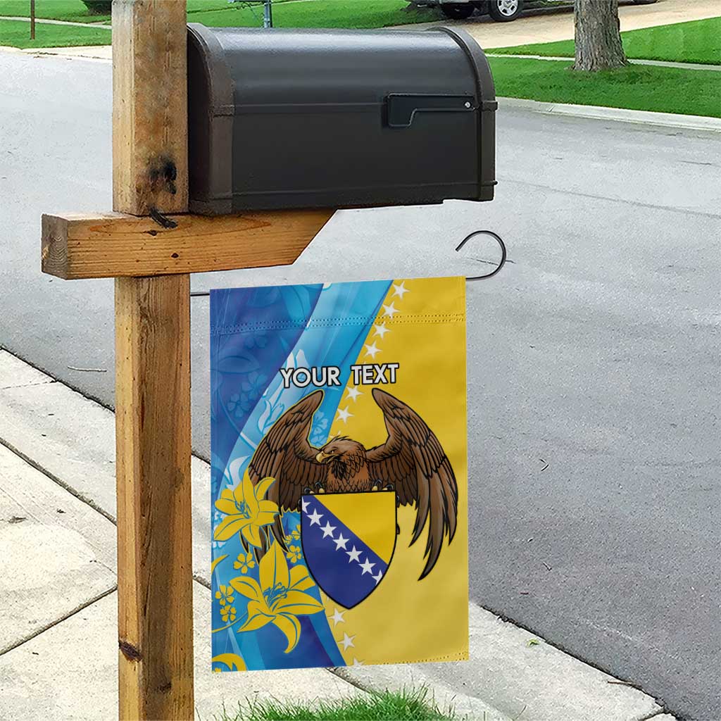 Personalised Bosnia and Herzegovina Independence Day Garden Flag Lilium Bosniacum With Eagle Curve Style - Wonder Print Shop