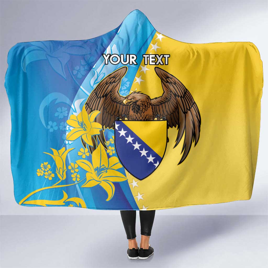 Personalised Bosnia and Herzegovina Independence Day Hooded Blanket Lilium Bosniacum With Eagle Curve Style