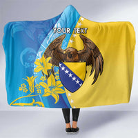 Personalised Bosnia and Herzegovina Independence Day Hooded Blanket Lilium Bosniacum With Eagle Curve Style
