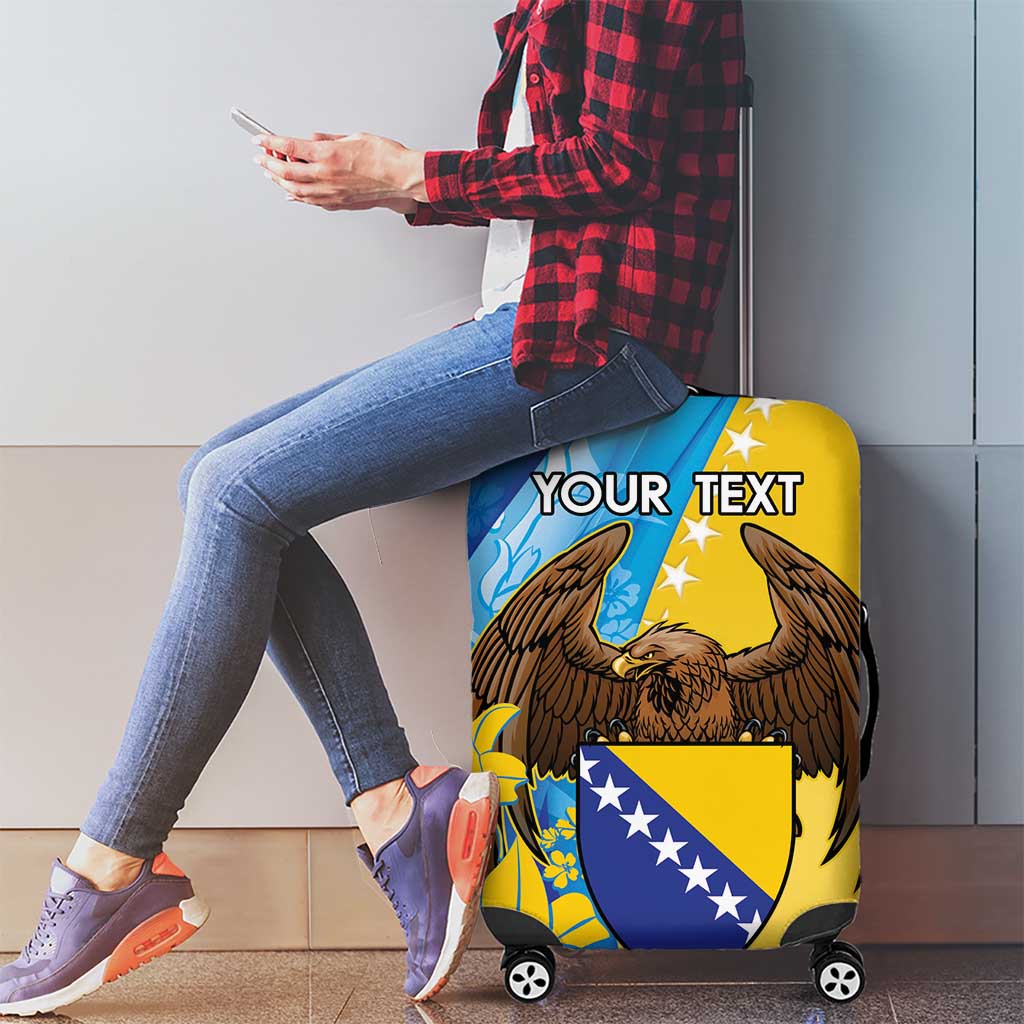 Personalised Bosnia and Herzegovina Independence Day Luggage Cover Lilium Bosniacum With Eagle Curve Style - Wonder Print Shop