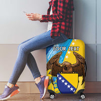 Personalised Bosnia and Herzegovina Independence Day Luggage Cover Lilium Bosniacum With Eagle Curve Style - Wonder Print Shop