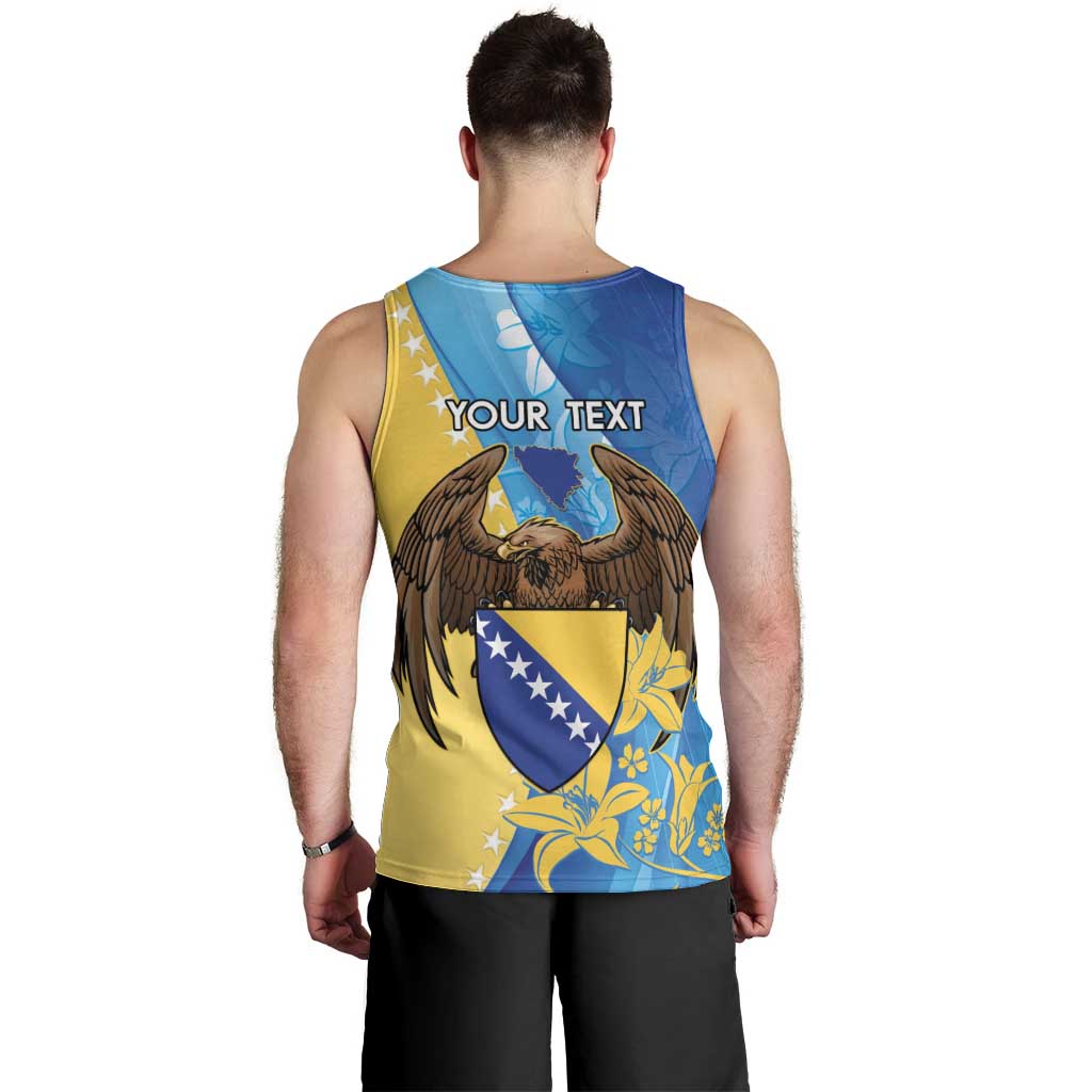 Personalised Bosnia and Herzegovina Independence Day Men Tank Top Lilium Bosniacum With Eagle Curve Style - Wonder Print Shop