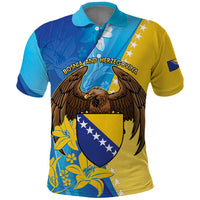 Personalised Bosnia and Herzegovina Independence Day Polo Shirt Lilium Bosniacum With Eagle Curve Style - Wonder Print Shop