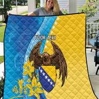 Personalised Bosnia and Herzegovina Independence Day Quilt Lilium Bosniacum With Eagle Curve Style - Wonder Print Shop