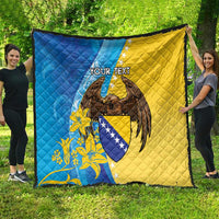 Personalised Bosnia and Herzegovina Independence Day Quilt Lilium Bosniacum With Eagle Curve Style - Wonder Print Shop