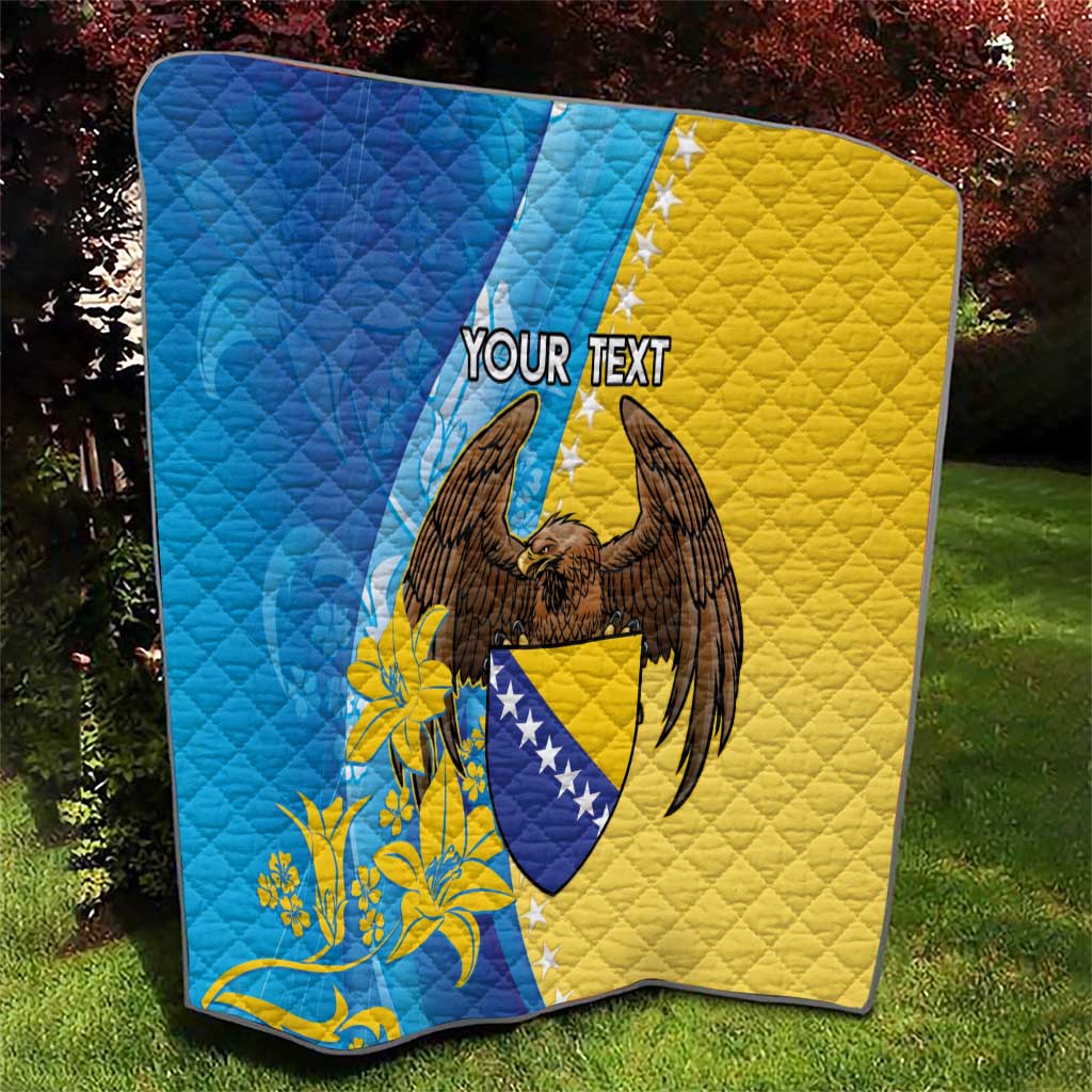 Personalised Bosnia and Herzegovina Independence Day Quilt Lilium Bosniacum With Eagle Curve Style - Wonder Print Shop
