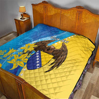 Personalised Bosnia and Herzegovina Independence Day Quilt Lilium Bosniacum With Eagle Curve Style - Wonder Print Shop