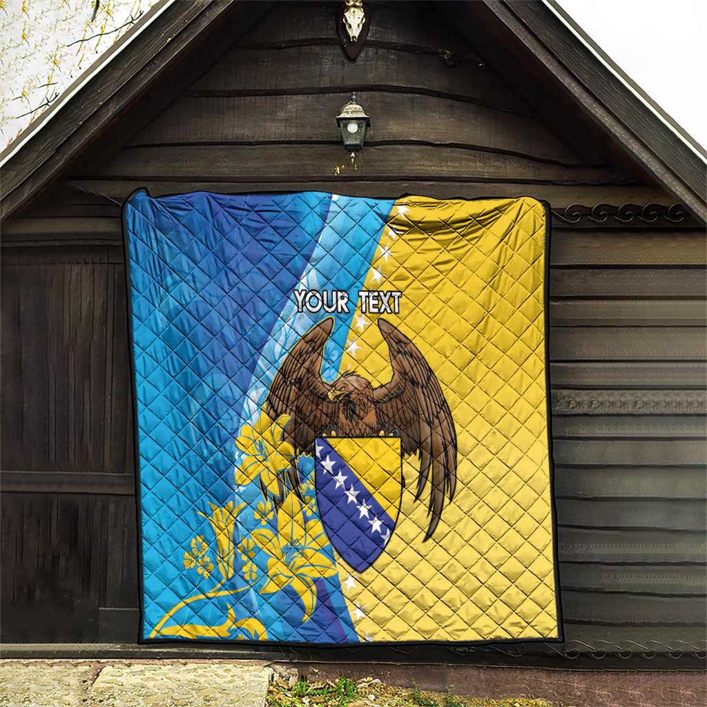 Personalised Bosnia and Herzegovina Independence Day Quilt Lilium Bosniacum With Eagle Curve Style - Wonder Print Shop