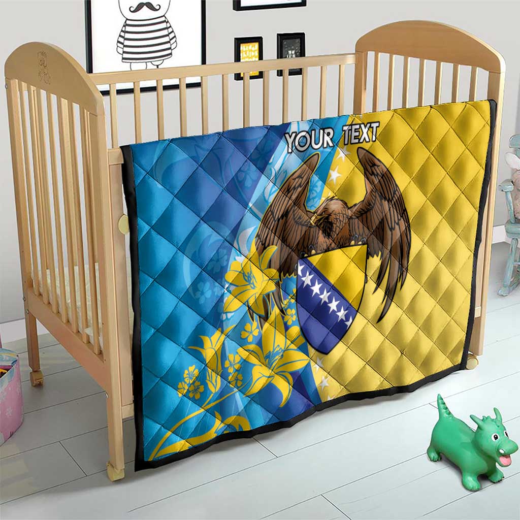 Personalised Bosnia and Herzegovina Independence Day Quilt Lilium Bosniacum With Eagle Curve Style - Wonder Print Shop