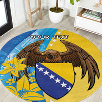 Personalised Bosnia and Herzegovina Independence Day Round Carpet Lilium Bosniacum With Eagle Curve Style