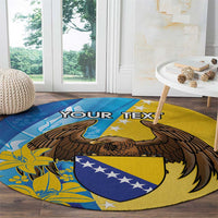 Personalised Bosnia and Herzegovina Independence Day Round Carpet Lilium Bosniacum With Eagle Curve Style