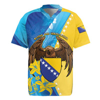 Personalised Bosnia and Herzegovina Independence Day Rugby Jersey Lilium Bosniacum With Eagle Curve Style - Wonder Print Shop