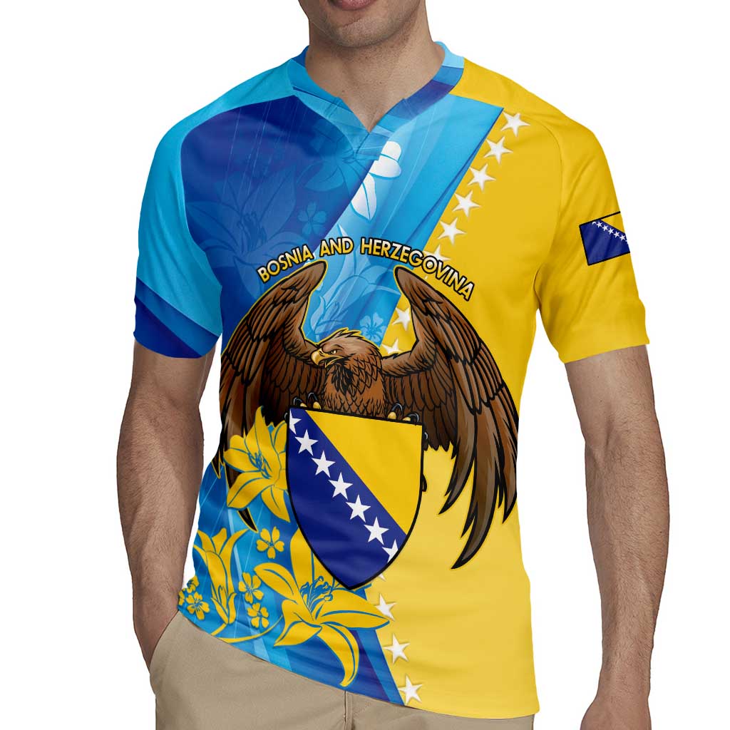Personalised Bosnia and Herzegovina Independence Day Rugby Jersey Lilium Bosniacum With Eagle Curve Style - Wonder Print Shop