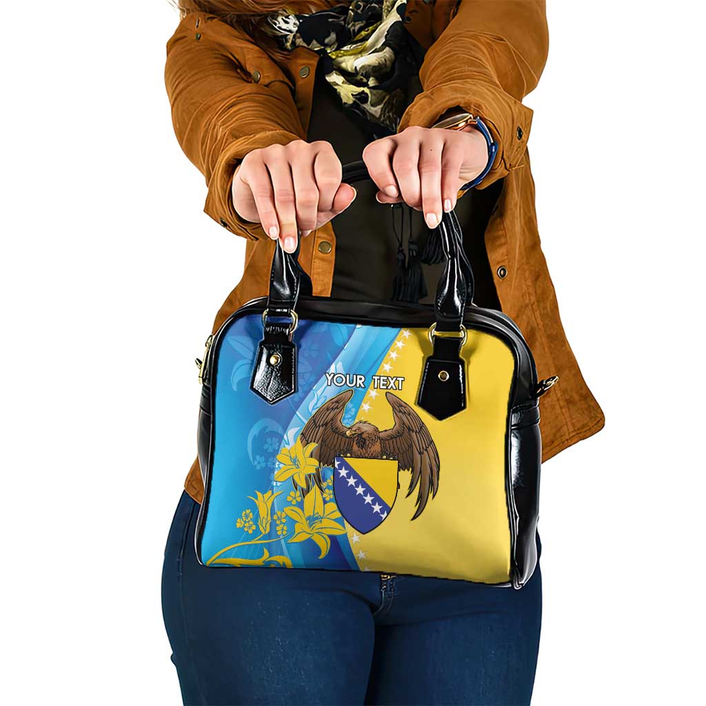 Personalised Bosnia and Herzegovina Independence Day Shoulder Handbag Lilium Bosniacum With Eagle Curve Style