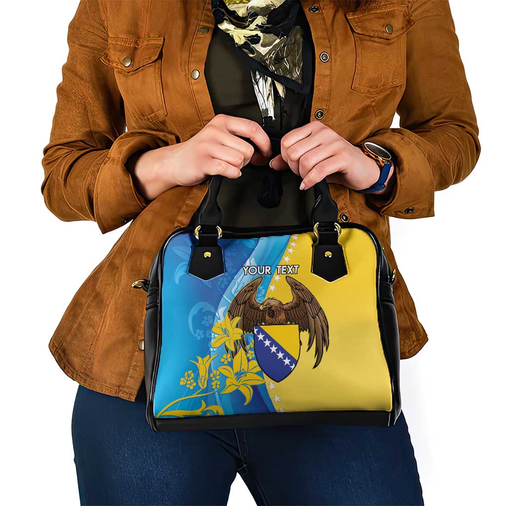 Personalised Bosnia and Herzegovina Independence Day Shoulder Handbag Lilium Bosniacum With Eagle Curve Style