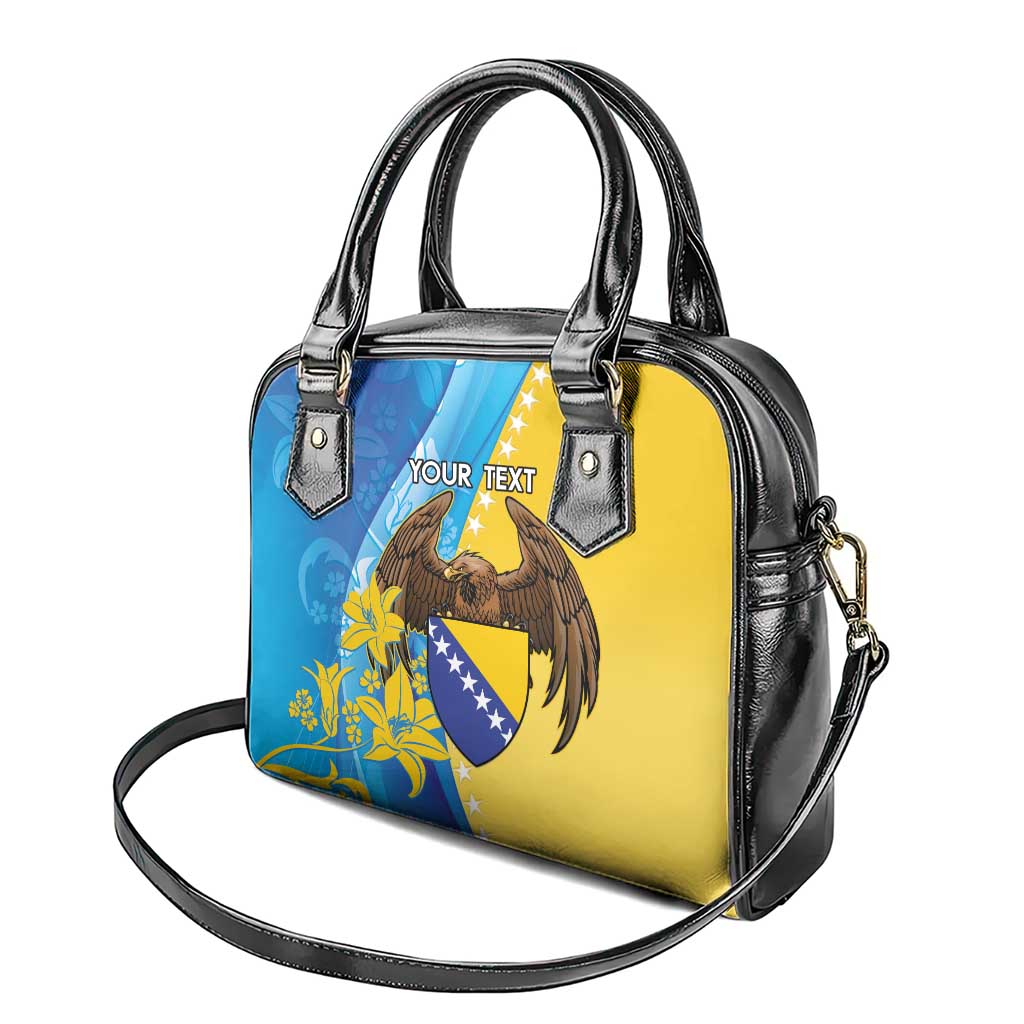 Personalised Bosnia and Herzegovina Independence Day Shoulder Handbag Lilium Bosniacum With Eagle Curve Style