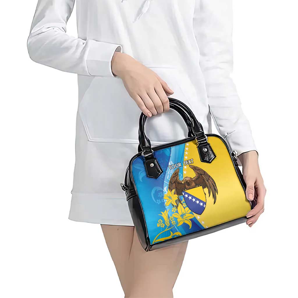Personalised Bosnia and Herzegovina Independence Day Shoulder Handbag Lilium Bosniacum With Eagle Curve Style