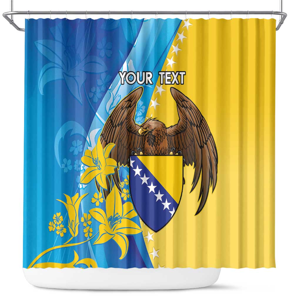 Personalised Bosnia and Herzegovina Independence Day Shower Curtain Lilium Bosniacum With Eagle Curve Style
