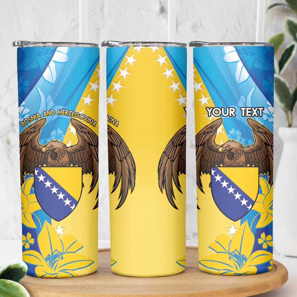 Personalised Bosnia and Herzegovina Independence Day Skinny Tumbler Lilium Bosniacum With Eagle Curve Style - Wonder Print Shop