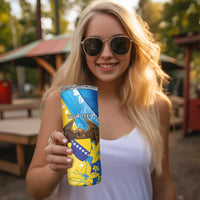 Personalised Bosnia and Herzegovina Independence Day Skinny Tumbler Lilium Bosniacum With Eagle Curve Style - Wonder Print Shop