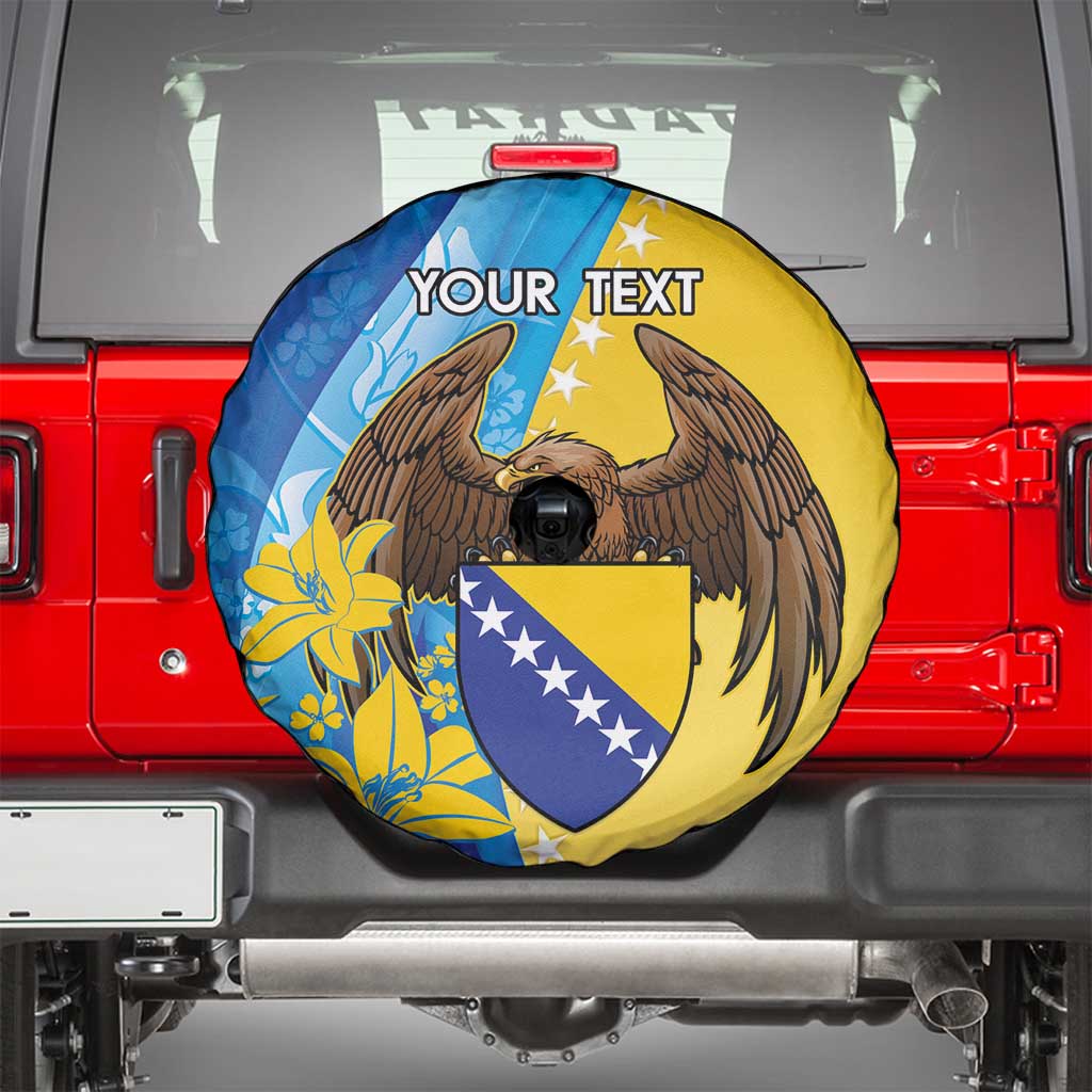 Personalised Bosnia and Herzegovina Independence Day Spare Tire Cover Lilium Bosniacum With Eagle Curve Style - Wonder Print Shop