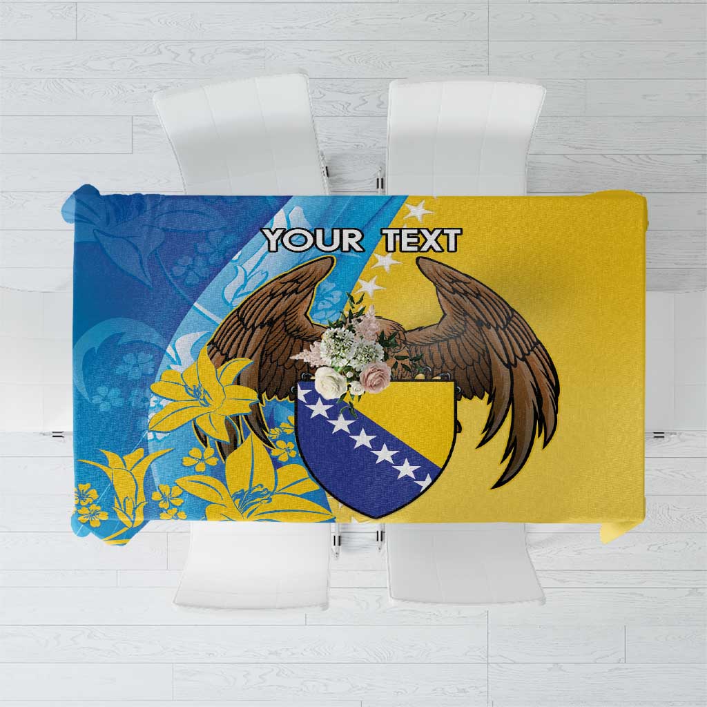 Personalised Bosnia and Herzegovina Independence Day Tablecloth Lilium Bosniacum With Eagle Curve Style - Wonder Print Shop