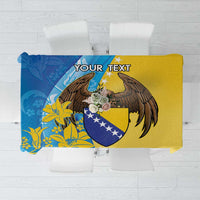 Personalised Bosnia and Herzegovina Independence Day Tablecloth Lilium Bosniacum With Eagle Curve Style - Wonder Print Shop