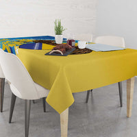 Personalised Bosnia and Herzegovina Independence Day Tablecloth Lilium Bosniacum With Eagle Curve Style - Wonder Print Shop