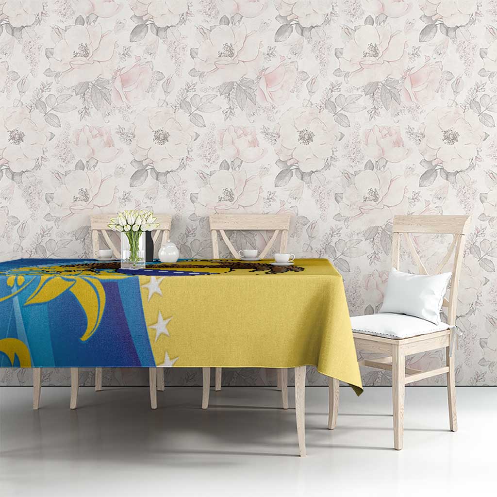 Personalised Bosnia and Herzegovina Independence Day Tablecloth Lilium Bosniacum With Eagle Curve Style - Wonder Print Shop