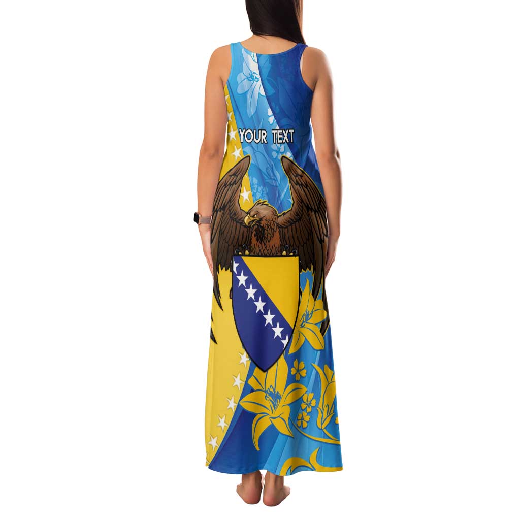 Personalised Bosnia and Herzegovina Independence Day Tank Maxi Dress Lilium Bosniacum With Eagle Curve Style - Wonder Print Shop