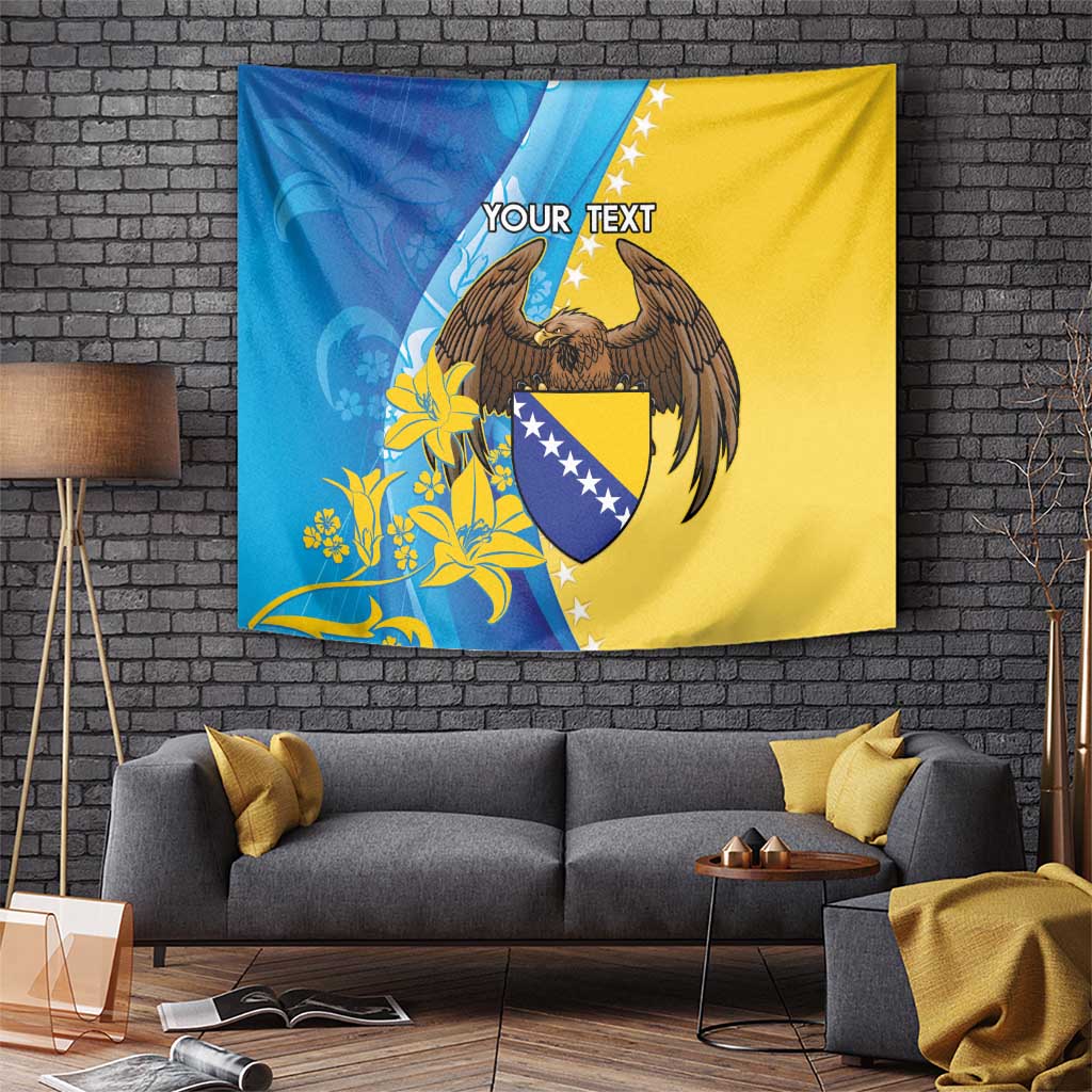 Personalised Bosnia and Herzegovina Independence Day Tapestry Lilium Bosniacum With Eagle Curve Style - Wonder Print Shop