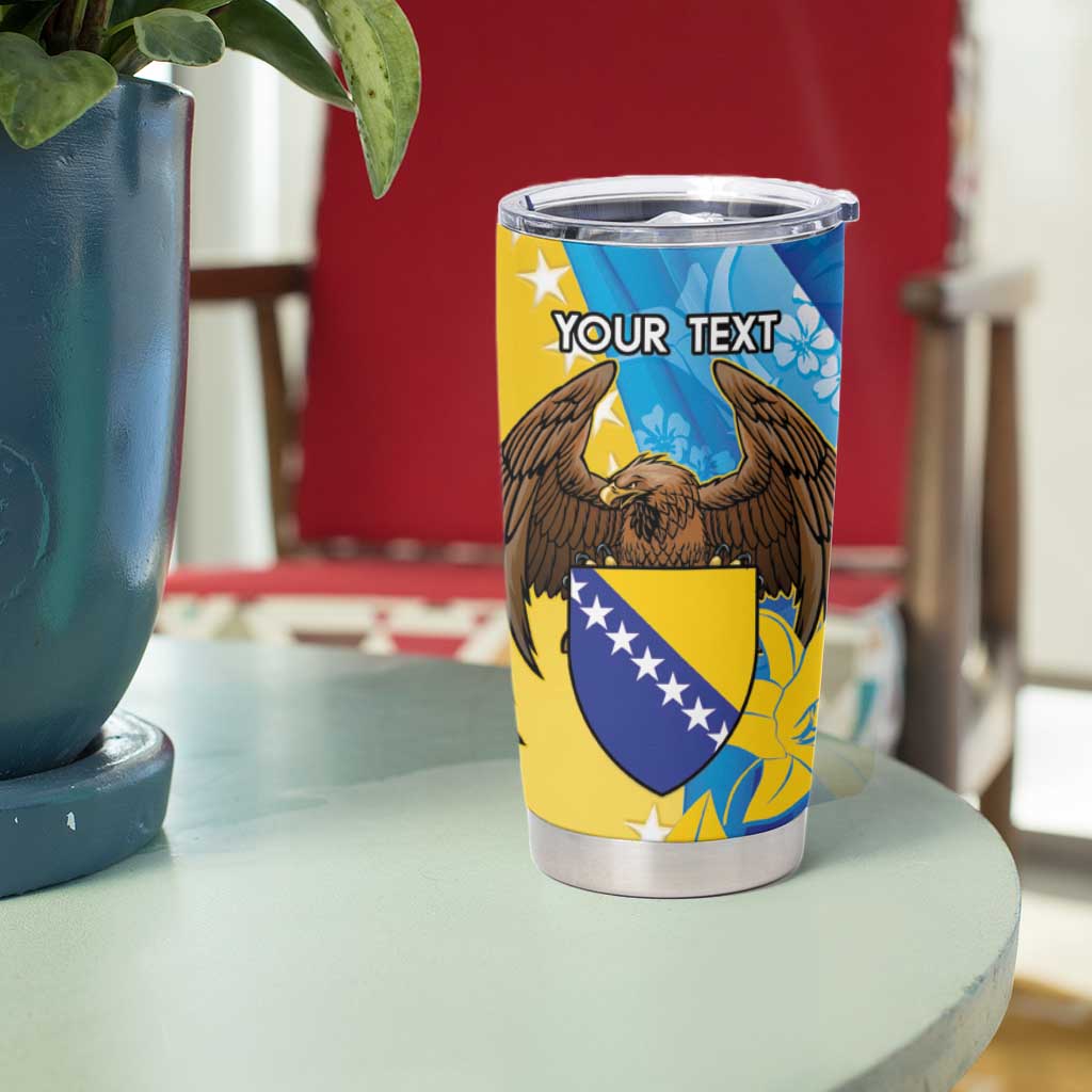 Personalised Bosnia and Herzegovina Independence Day Tumbler Cup Lilium Bosniacum With Eagle Curve Style - Wonder Print Shop