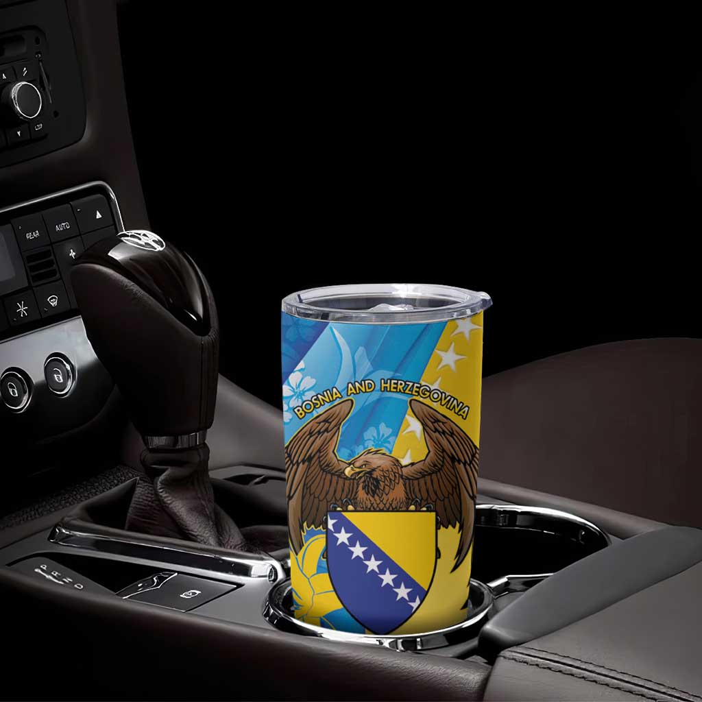 Personalised Bosnia and Herzegovina Independence Day Tumbler Cup Lilium Bosniacum With Eagle Curve Style - Wonder Print Shop