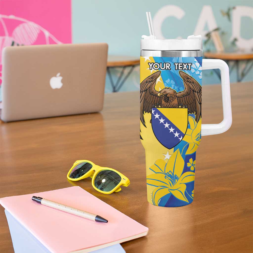 Personalised Bosnia and Herzegovina Independence Day Tumbler With Handle Lilium Bosniacum With Eagle Curve Style - Wonder Print Shop