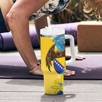 Personalised Bosnia and Herzegovina Independence Day Tumbler With Handle Lilium Bosniacum With Eagle Curve Style - Wonder Print Shop