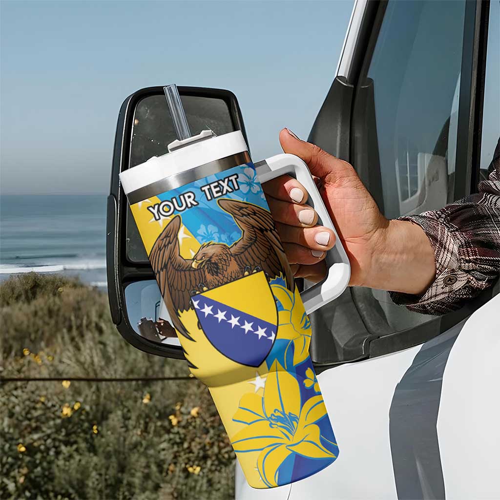 Personalised Bosnia and Herzegovina Independence Day Tumbler With Handle Lilium Bosniacum With Eagle Curve Style - Wonder Print Shop