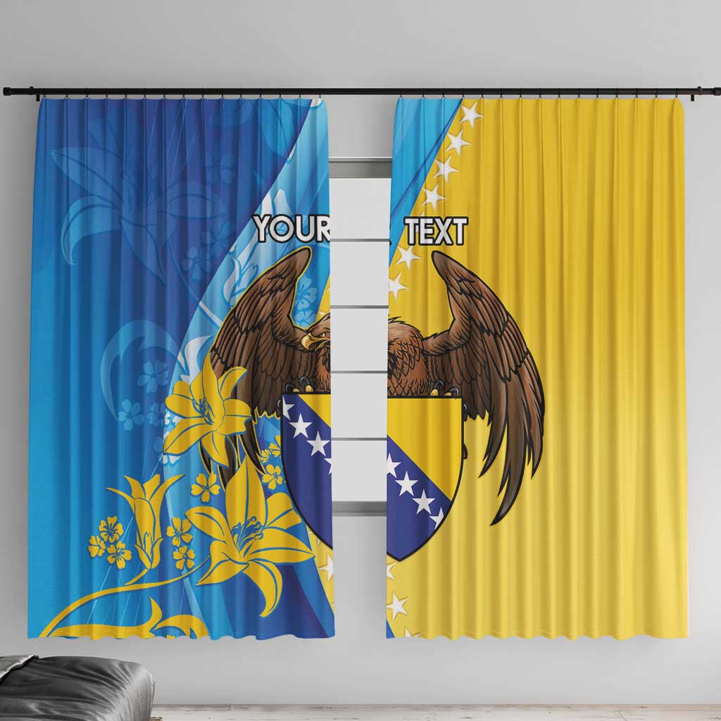Personalised Bosnia and Herzegovina Independence Day Window Curtain Lilium Bosniacum With Eagle Curve Style - Wonder Print Shop