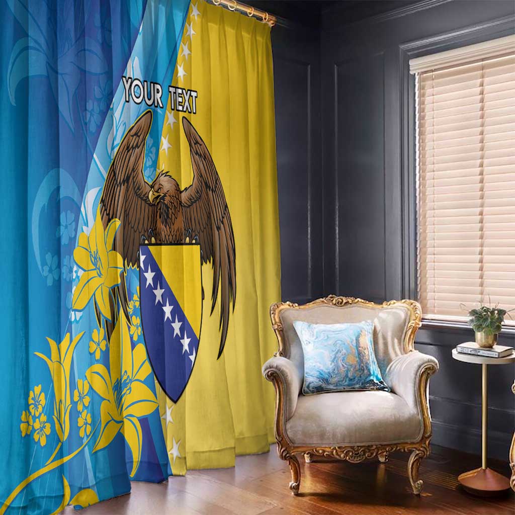 Personalised Bosnia and Herzegovina Independence Day Window Curtain Lilium Bosniacum With Eagle Curve Style - Wonder Print Shop