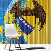 Personalised Bosnia and Herzegovina Independence Day Window Curtain Lilium Bosniacum With Eagle Curve Style - Wonder Print Shop