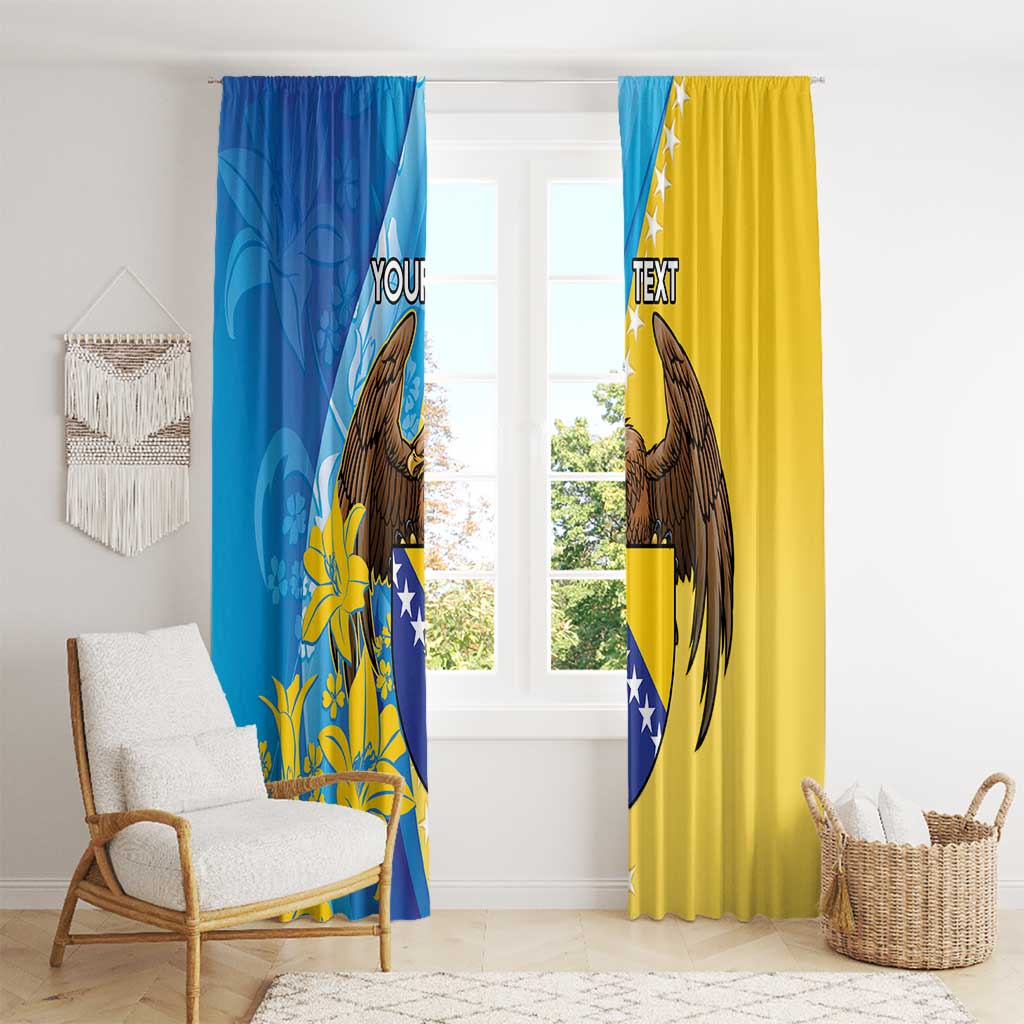 Personalised Bosnia and Herzegovina Independence Day Window Curtain Lilium Bosniacum With Eagle Curve Style - Wonder Print Shop