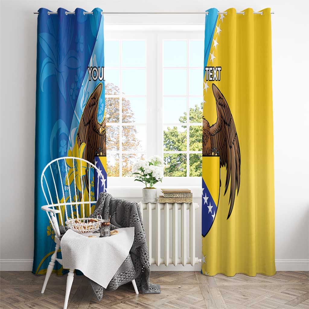 Personalised Bosnia and Herzegovina Independence Day Window Curtain Lilium Bosniacum With Eagle Curve Style - Wonder Print Shop