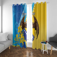 Personalised Bosnia and Herzegovina Independence Day Window Curtain Lilium Bosniacum With Eagle Curve Style - Wonder Print Shop