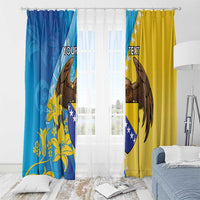 Personalised Bosnia and Herzegovina Independence Day Window Curtain Lilium Bosniacum With Eagle Curve Style - Wonder Print Shop
