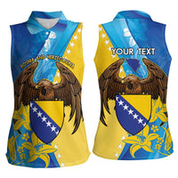 Personalised Bosnia and Herzegovina Independence Day Women Sleeveless Polo Shirt Lilium Bosniacum With Eagle Curve Style - Wonder Print Shop