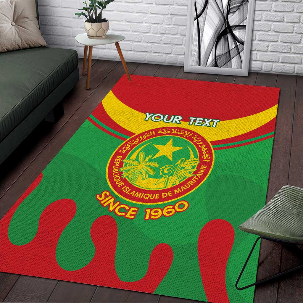 Personalised Mauritania Independence Day Area Rug Coat Of Arms With Map Flag Color - Wonder Print Shop