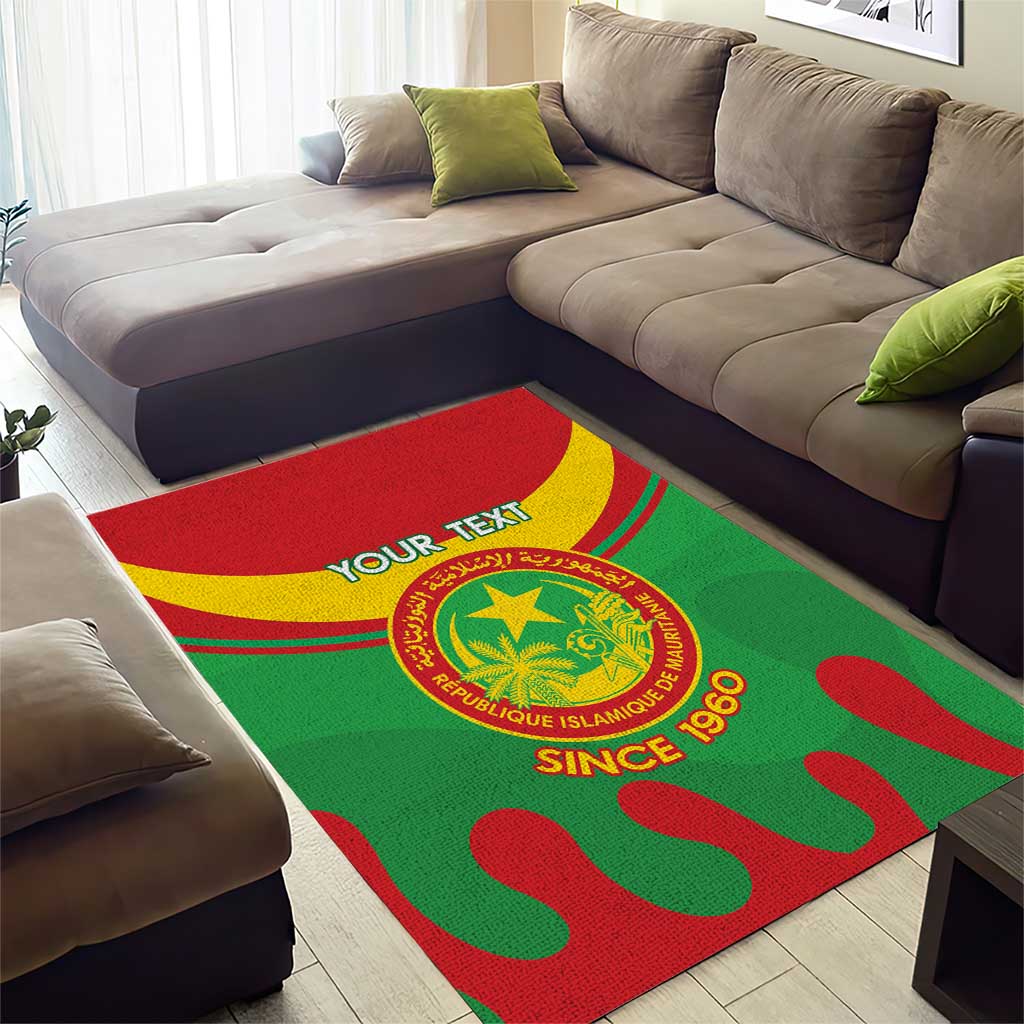 Personalised Mauritania Independence Day Area Rug Coat Of Arms With Map Flag Color - Wonder Print Shop