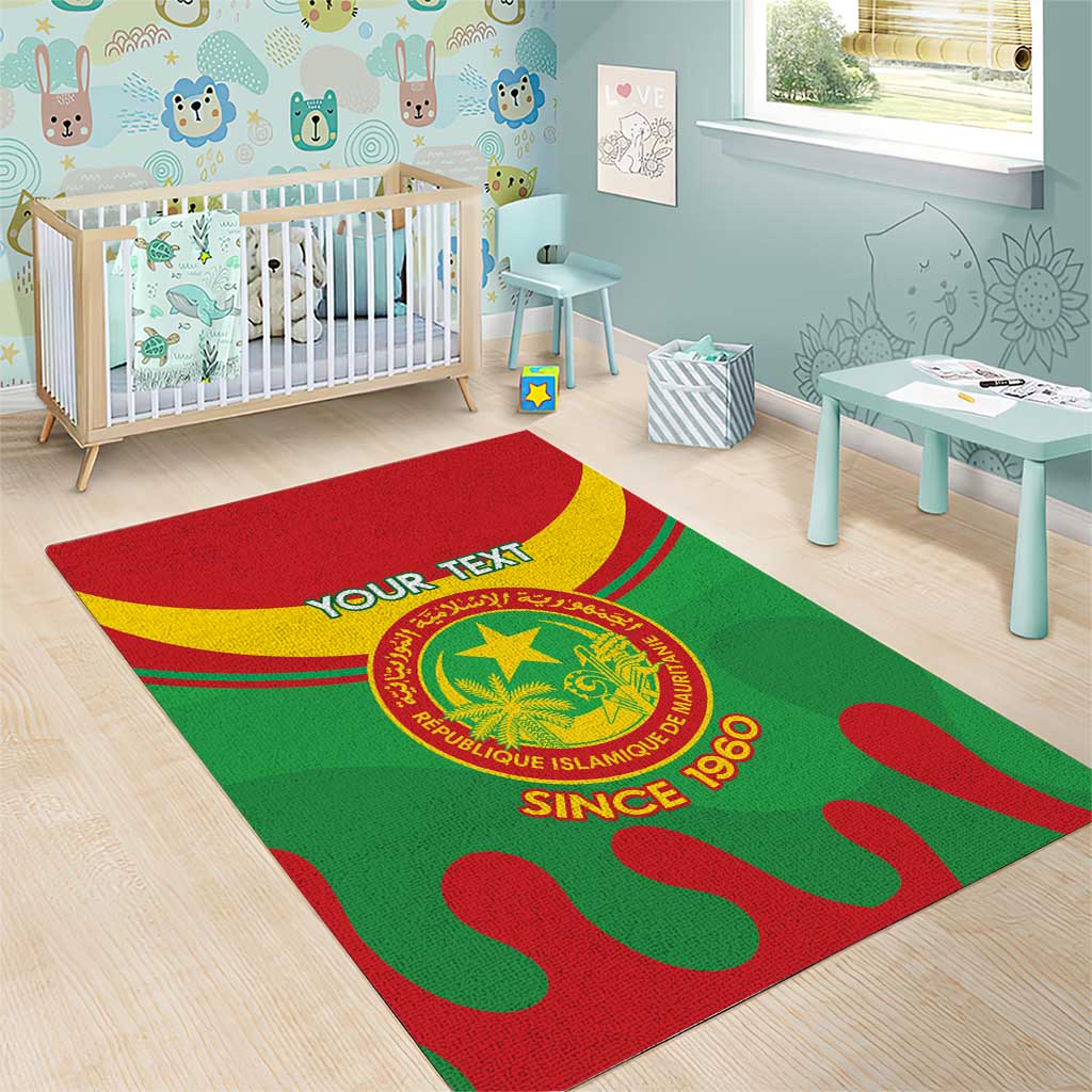 Personalised Mauritania Independence Day Area Rug Coat Of Arms With Map Flag Color - Wonder Print Shop