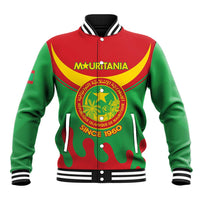 Personalised Mauritania Independence Day Baseball Jacket Coat Of Arms With Map Flag Color - Wonder Print Shop